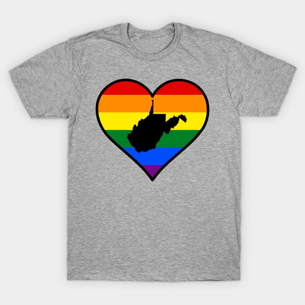 West Virginia Gay Pride Heart T-Shirt by fearcity